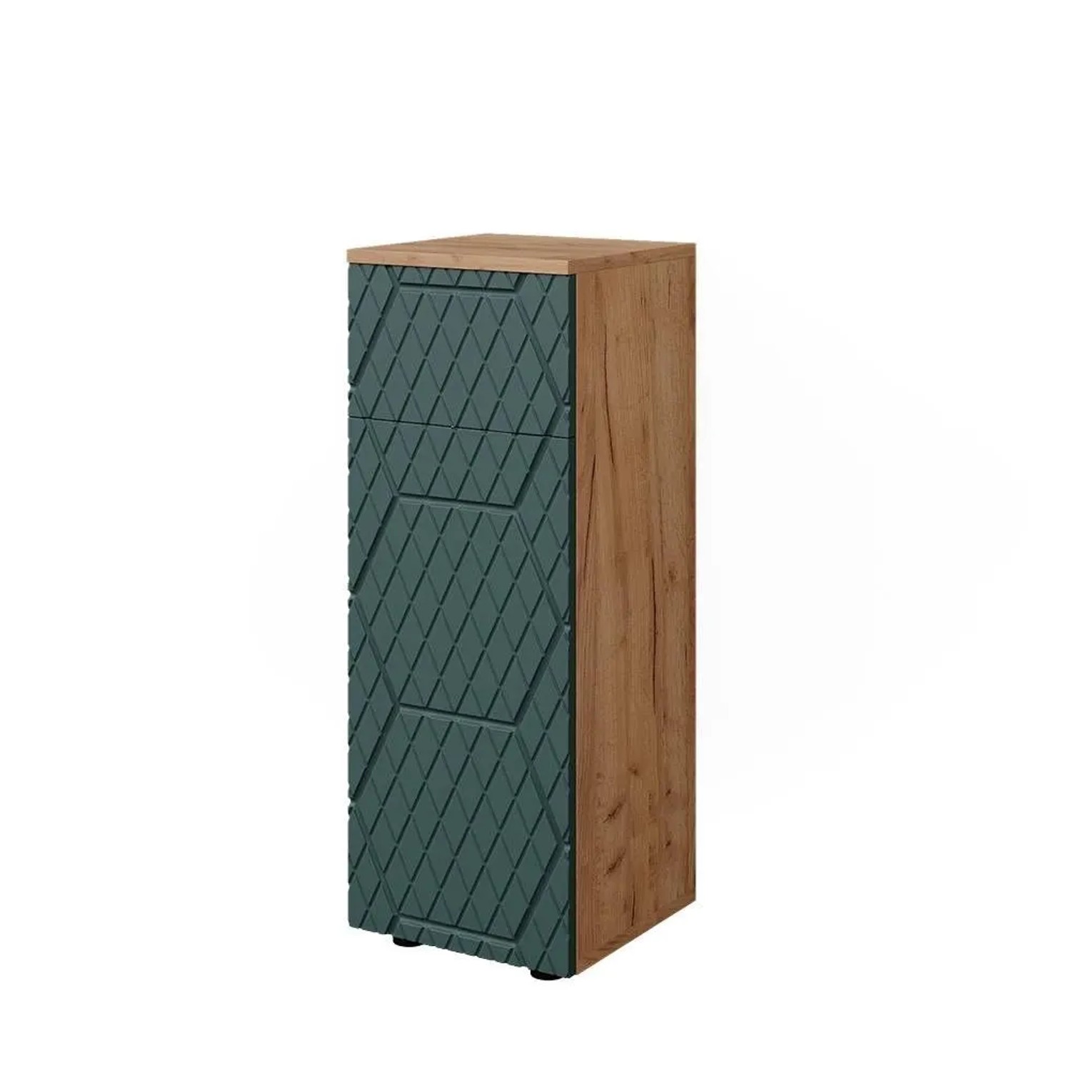 Vicco Midischrank Irma Grün Goldkraft Eiche 30 x 81 mit 1 Schublade 2 Fächer Badezimmer