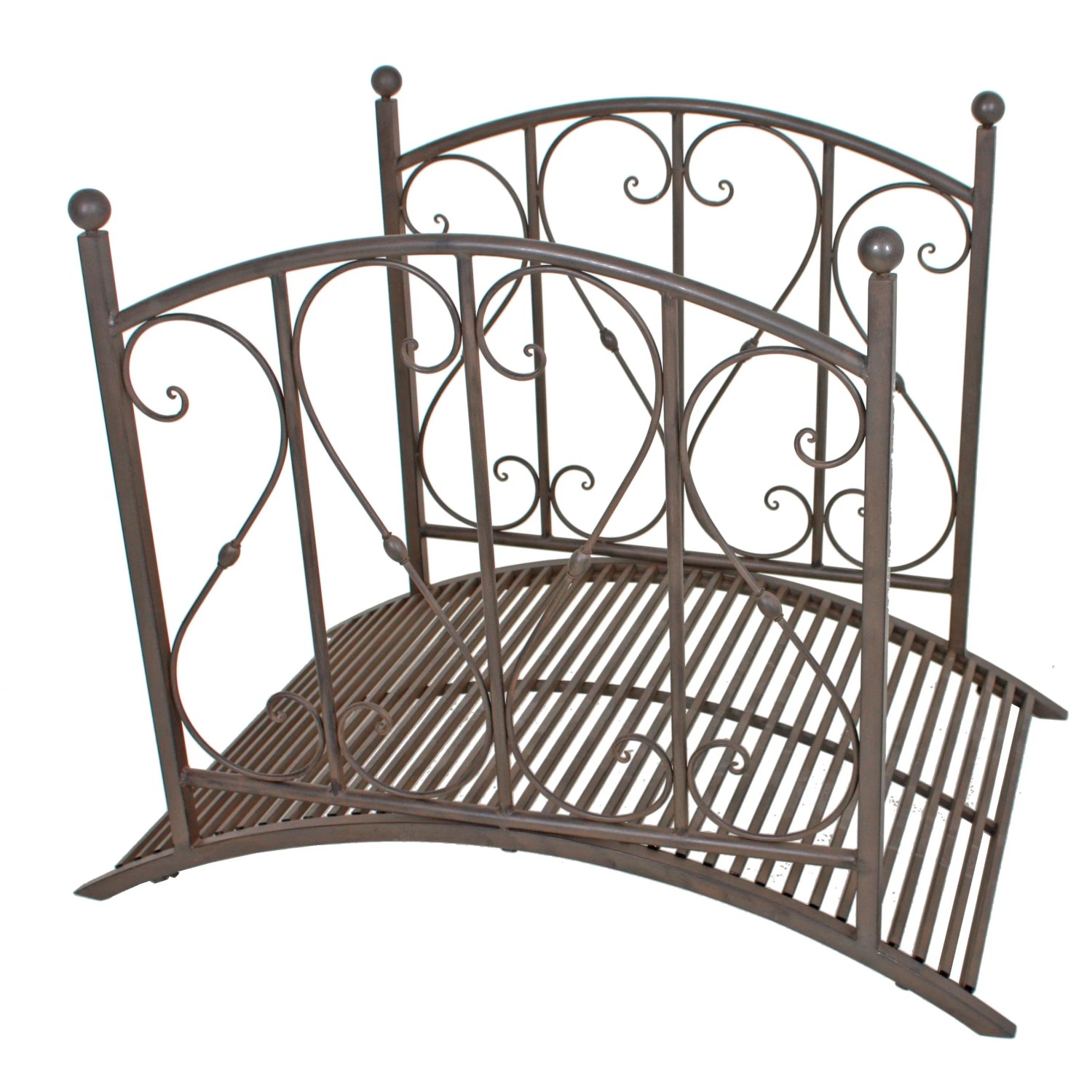 DELUKE Gartenbrücke DOHA Mit Geländer Antik-Optik Stahl Braun-Schwarz 94,5x81,5x120,5cm Metallbrücke Garten Teichbrücke