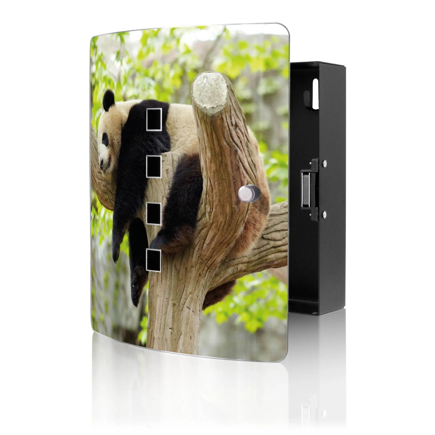 Banjado Design Schlüsselkasten Aus Edelstahl Für 10 Schlüssel 24x21,5x7cm Mit Magnetverschluss Motiv Panda