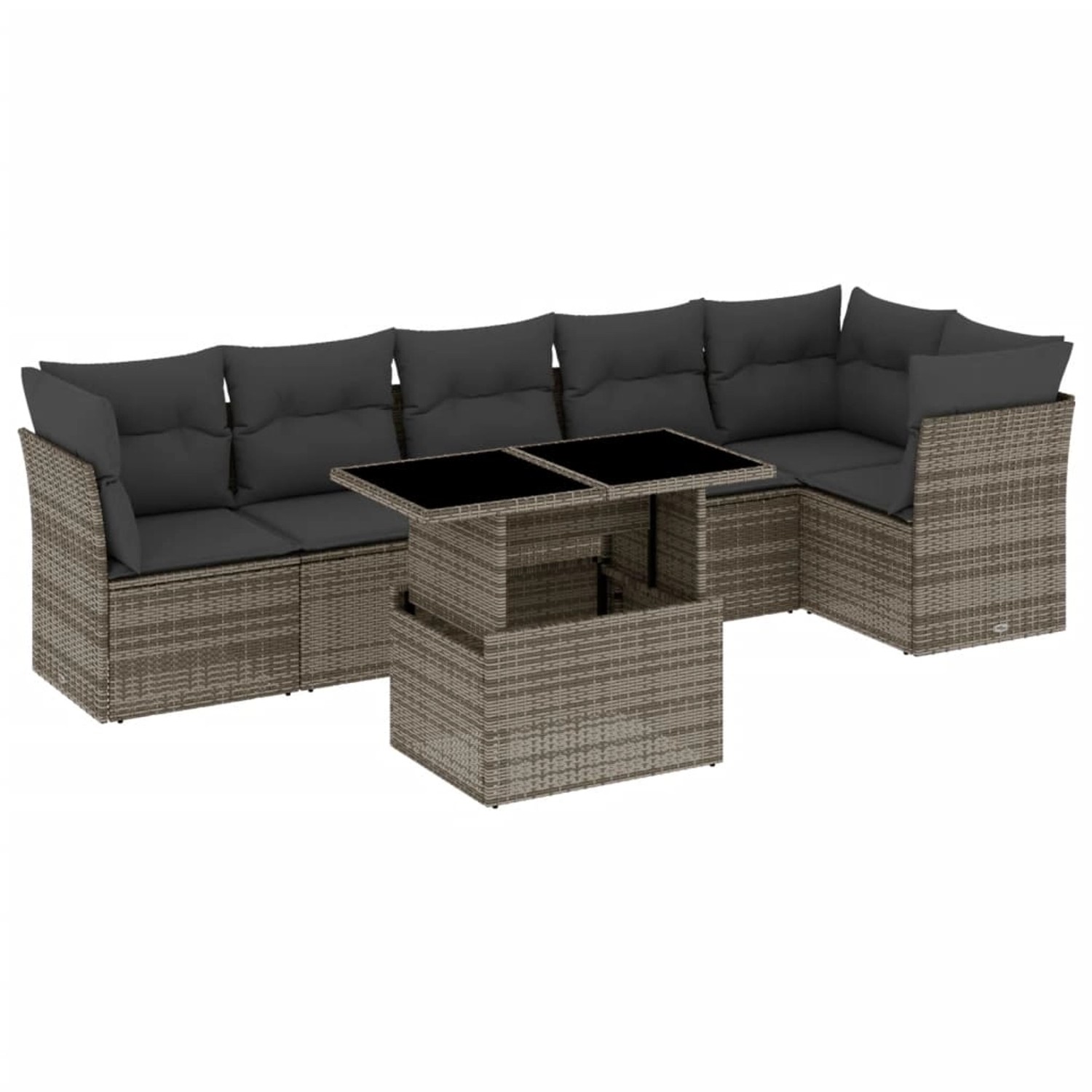 vidaXL 7-tlg Garten-Sofagarnitur mit Kissen Grau Poly Rattan Modell 160 günstig online kaufen