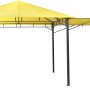 Gelber tepro Pavillon Lehua 330x330 cm mit ausklappbarer Markise für den Garten.