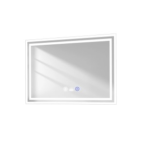 Rechteckiger Emke Badspiegel 70x50 cm mit LED-Beleuchtung, Touchschalter und Antibeschlag-Funktion.