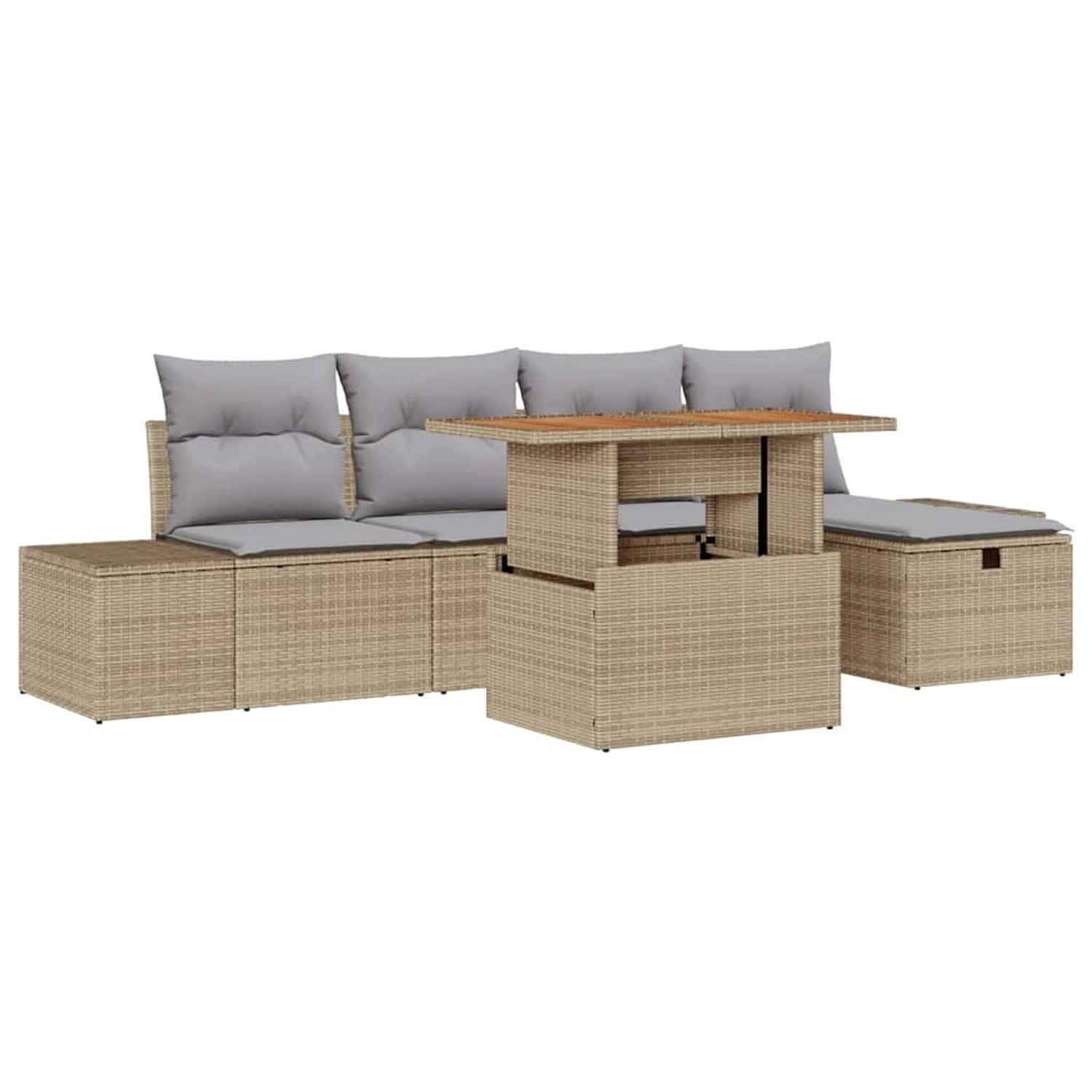 vidaXL Garten-Sofa-Set Höhenverstellbar 6-Tlg Beige Poly Rattan 3361378 günstig online kaufen