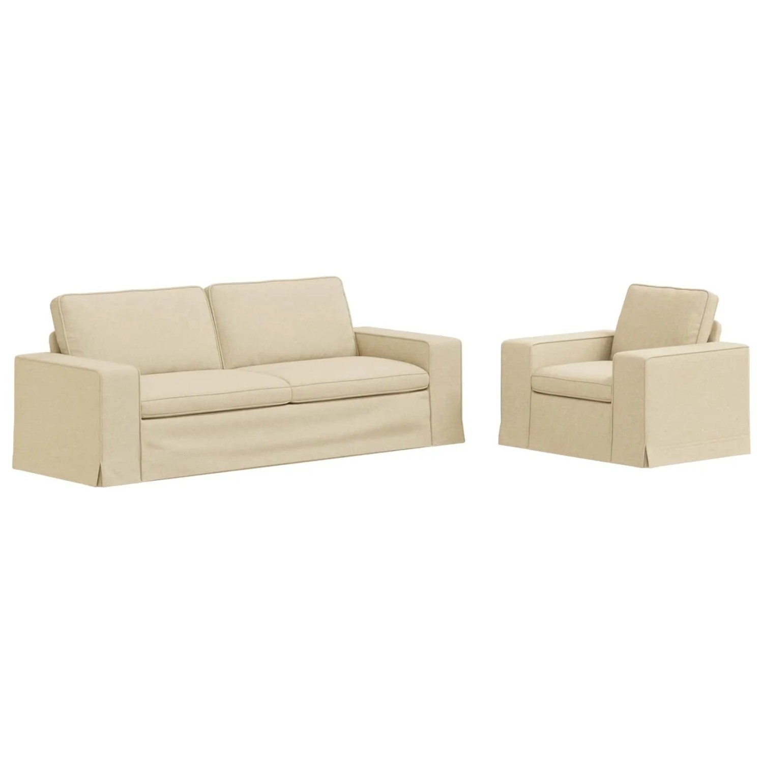 vidaXL Sofa 2-Tlg Creme 182 x 80 x 82 cm Stoff 3407593
