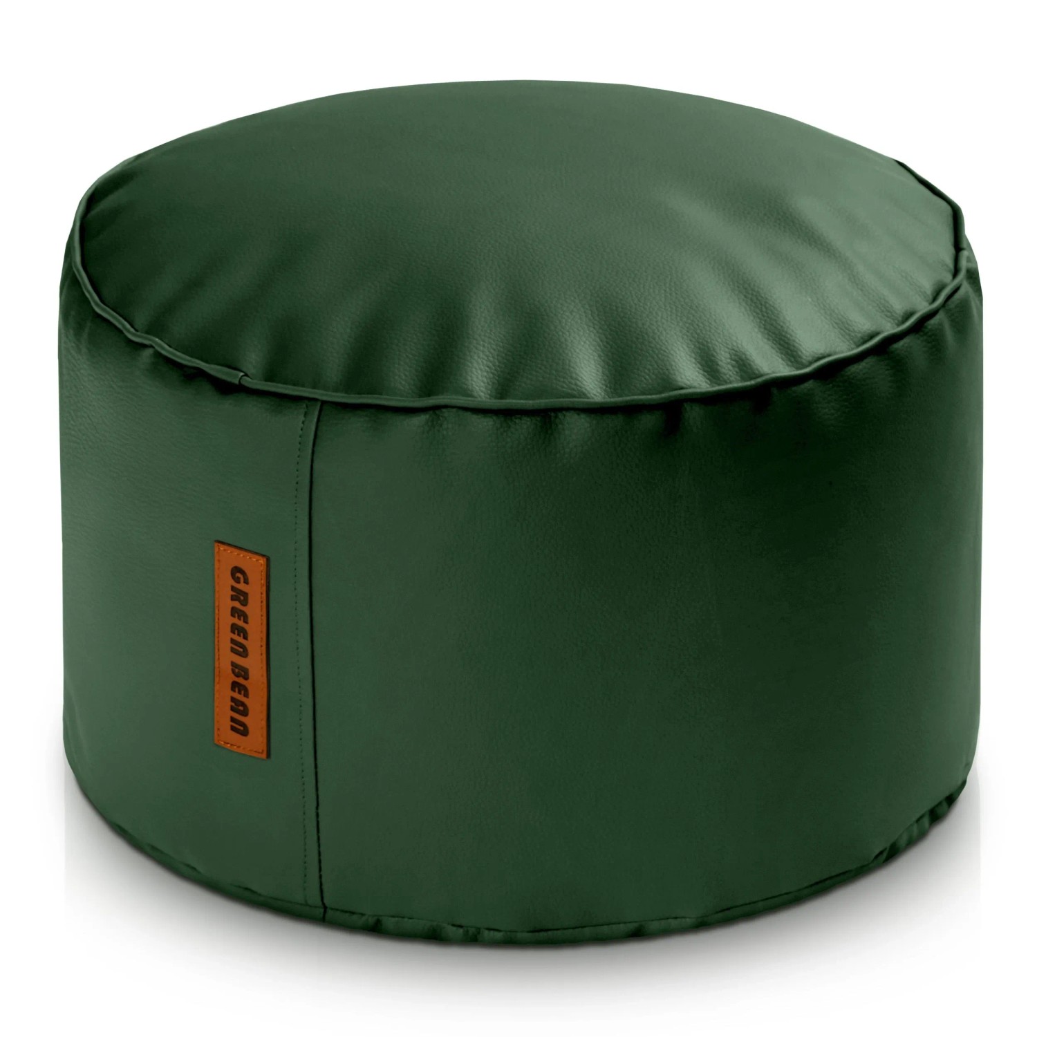 Green Bean Sitzpouf Stay 45 x 25 cm Leder mit EPS-Perlen-Füllung Fußhocker Dunkelgrün