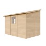 Timbela Anbau-Gartenhaus M339 aus Holz, 6 m², ohne Seitenwand und Boden, mit Fenster.