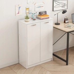 Rebiko Büroschrank Mit 2 Türen Und Regalen Standschrank Weiß Loft 108 Cm