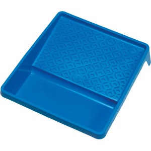 Blaue LUX Farbwanne (33x34 cm) mit Abstreifgitter für Farbrollen.