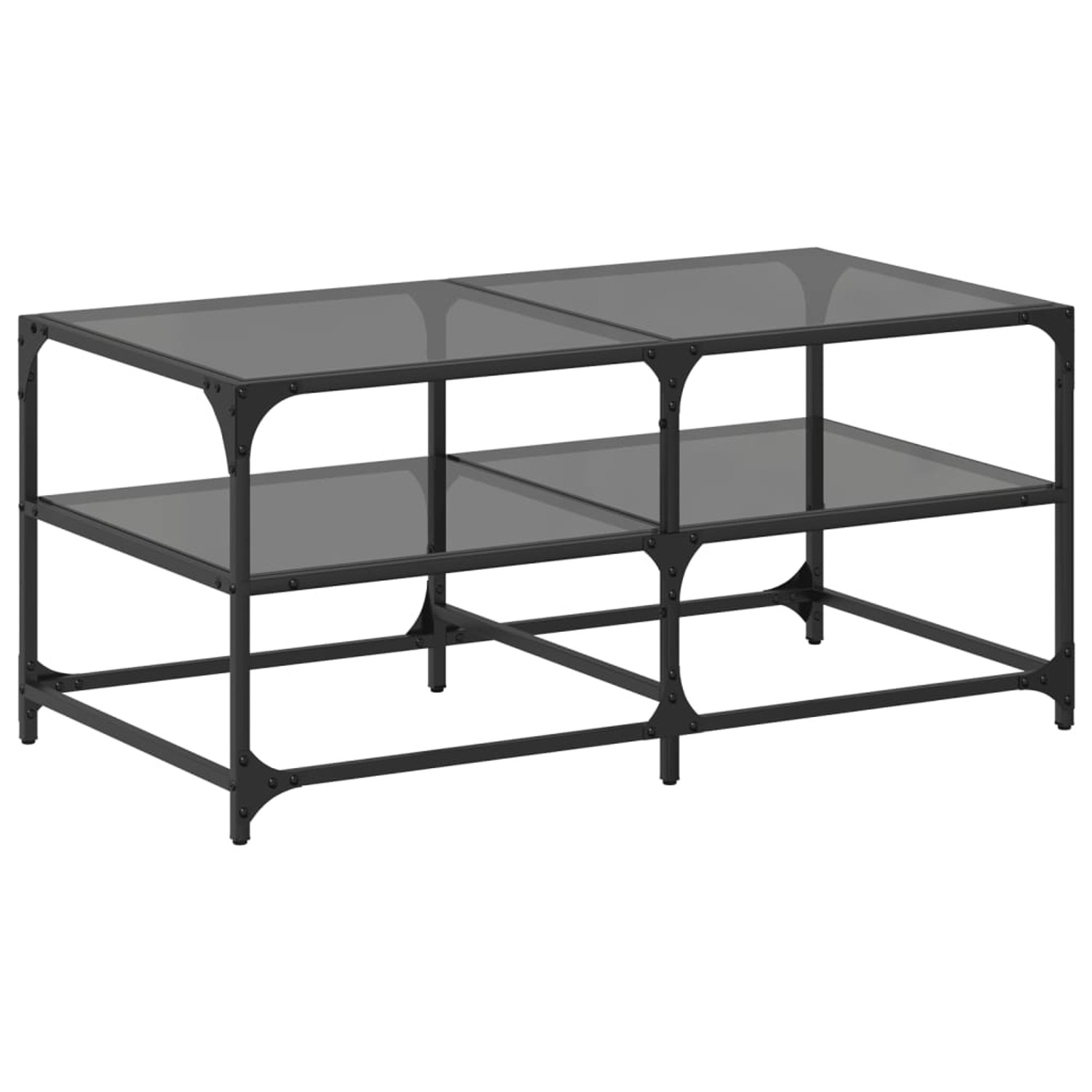 vidaXL Couchtisch mit Glasplatte Schwarz 98,5x50x45 cm Stahl Modell 1 günstig online kaufen