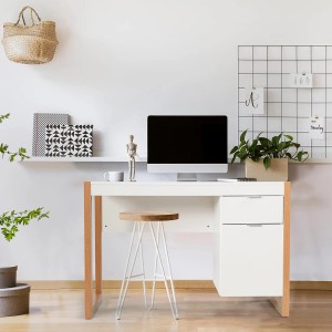 Costway Schreibtisch mit Schublade und Schrank Kinderschreibtisch Weiß