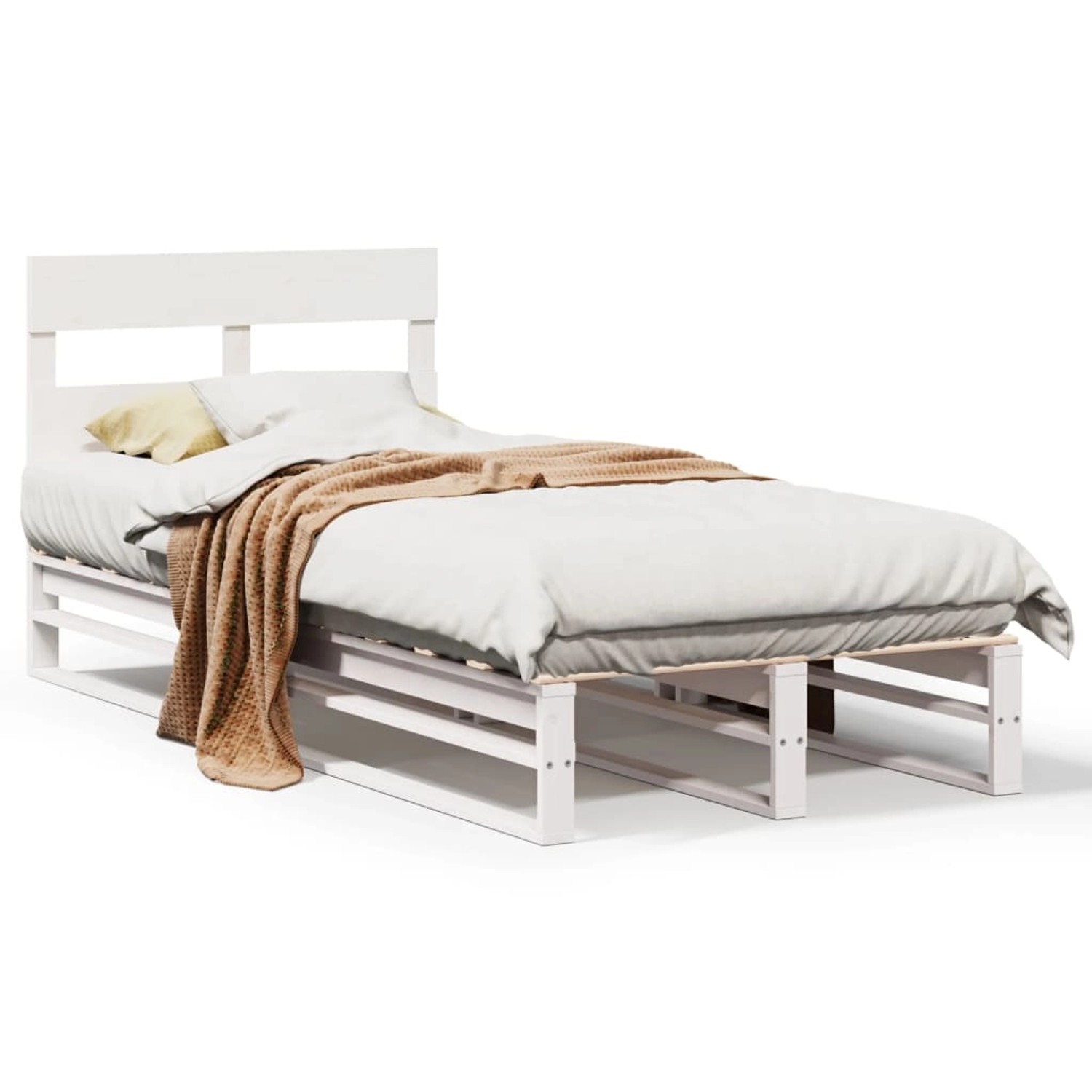 vidaXL Massivholzbett ohne Matratze Weiß 100x200 cm Kiefernholz 850798 günstig online kaufen