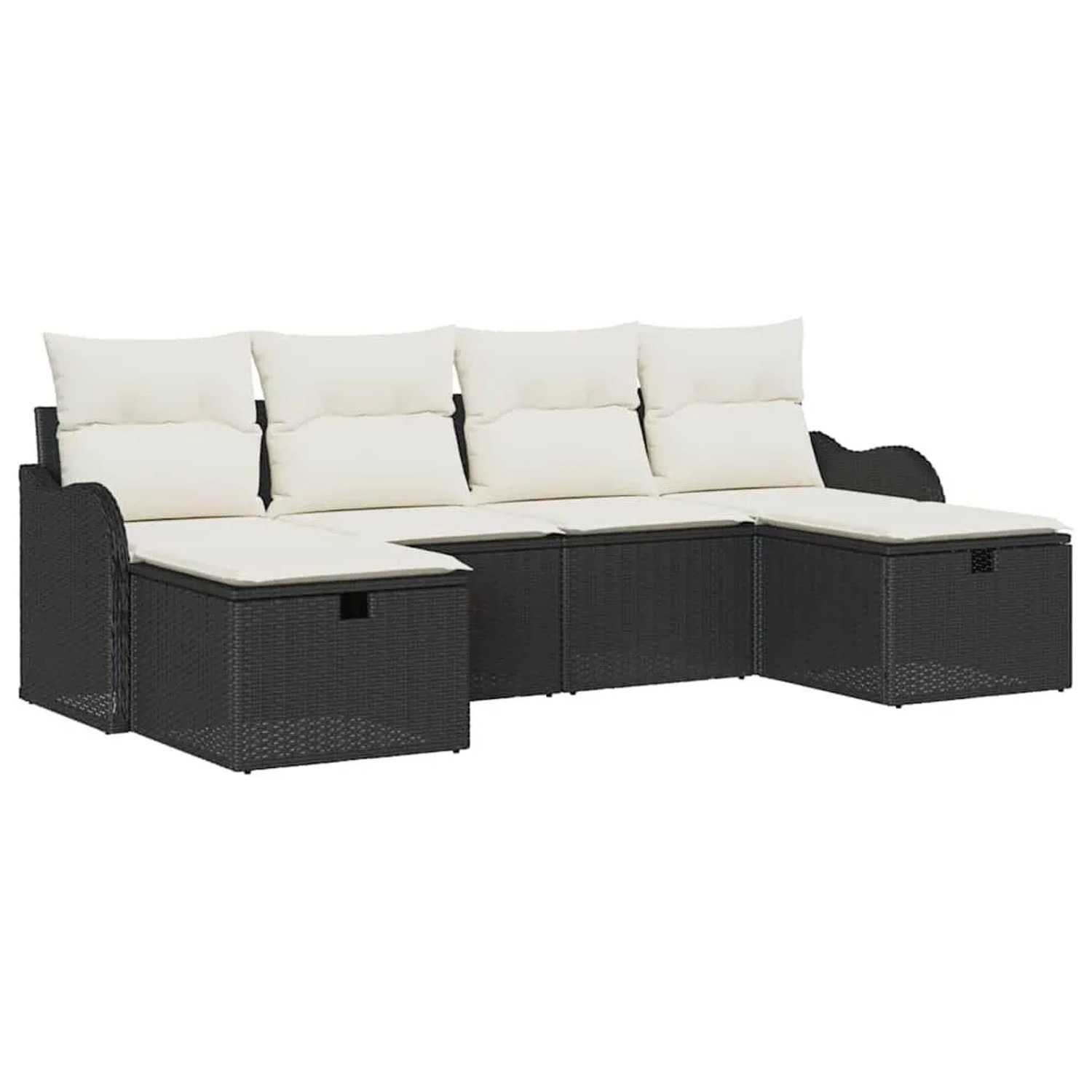 vidaXL Sofa Set mit Kissen 6-Tlg Schwarz und Creme Poly-Rattan 3359016 günstig online kaufen