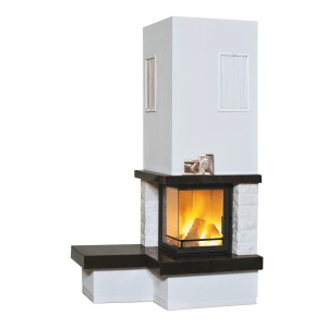 Hark Kaminofen Nebraska mit Bank links, Marmor schwarz-weiß, 8 kW, EEK: A+