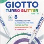 Giotto Turbo Glitter Fasermaler Pastel, 8 Stifte mit feiner Spitze und Glitzer.