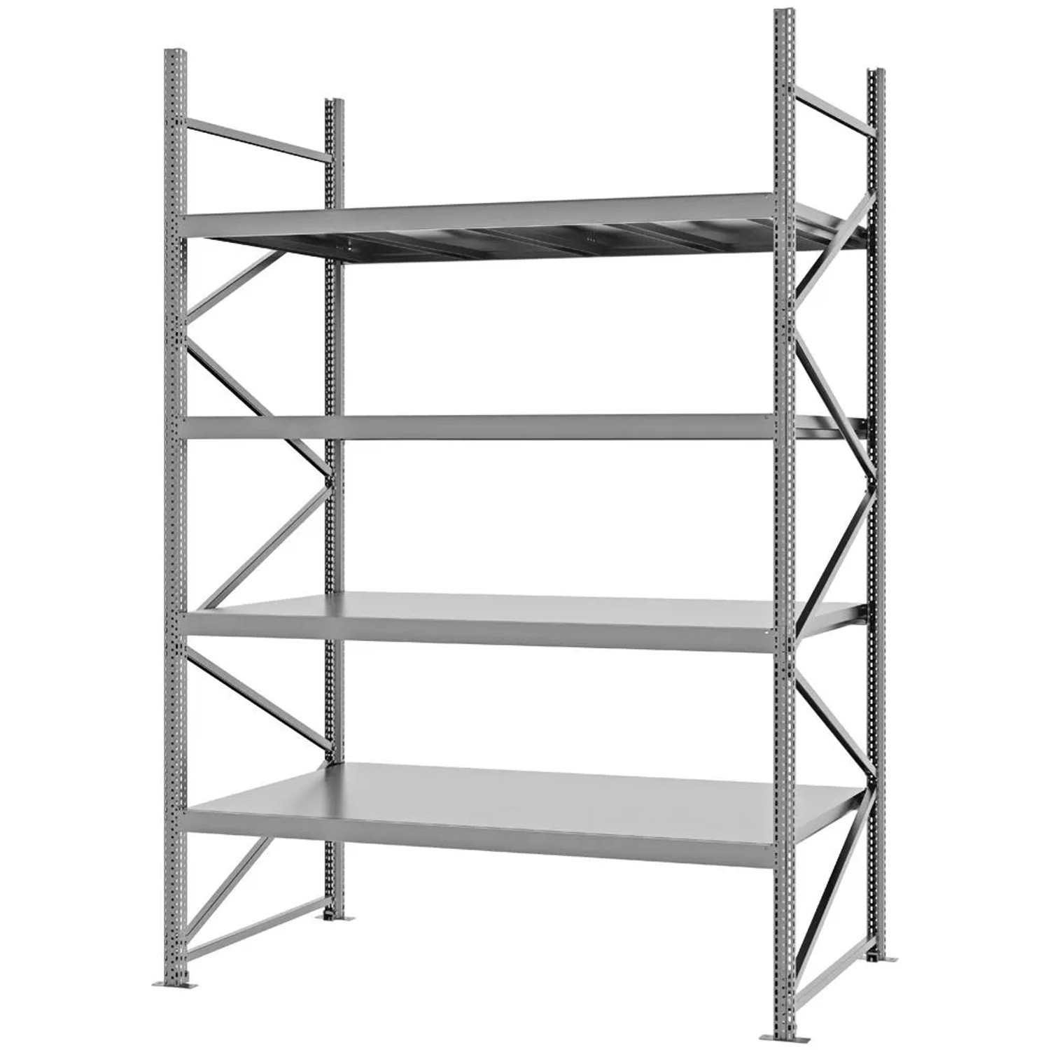 PROREGAL Weitspannregal Schraub-Stecksystem MAGNUS PRO Made In Germany Grundregal 300x200x100cm 4 Ebenen Stahlböden Fachlast 600kg Verzinkt