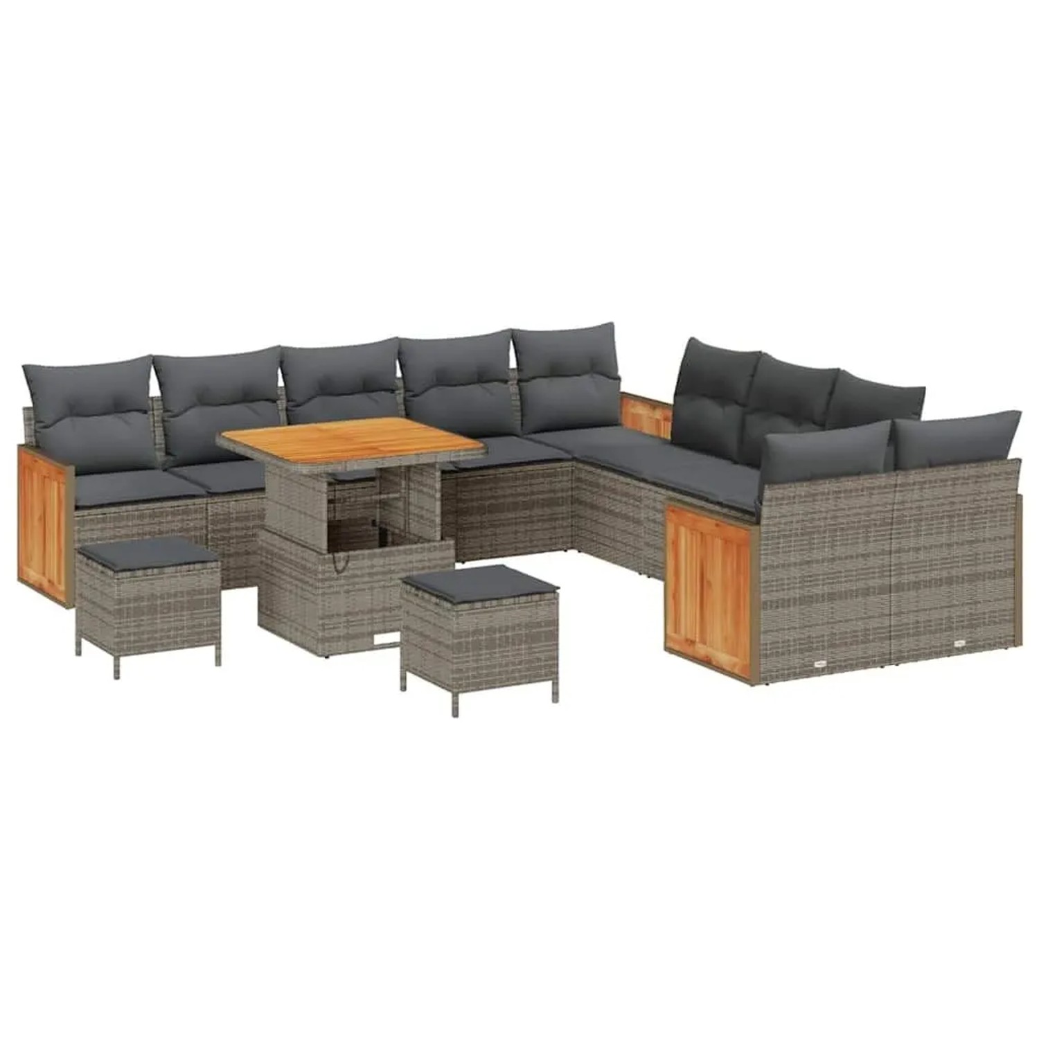 vidaXL Gartensofa-set mit Kissen 17-Tlg Grau Poly-Rattan 3365313 günstig online kaufen