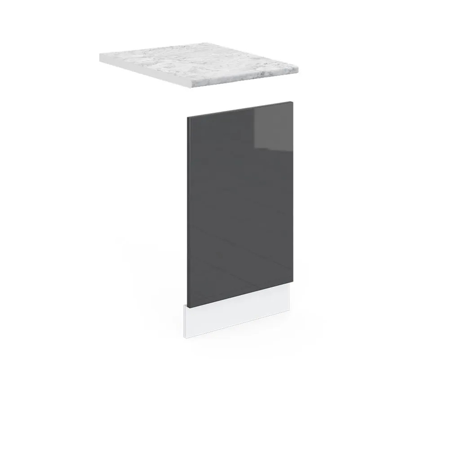 Vicco Frontblende R-Line Geschirrspüler Fronttür Anthrazit Hochglanz Weiß 45 cm AP Marmor