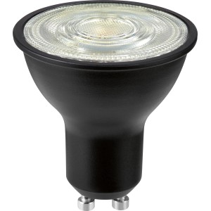 Schwarzes GU10 LED-Leuchtmittel, 6,2 W, Warmweiß, 5,4x5 cm, für stimmungsvolle Beleuchtung.