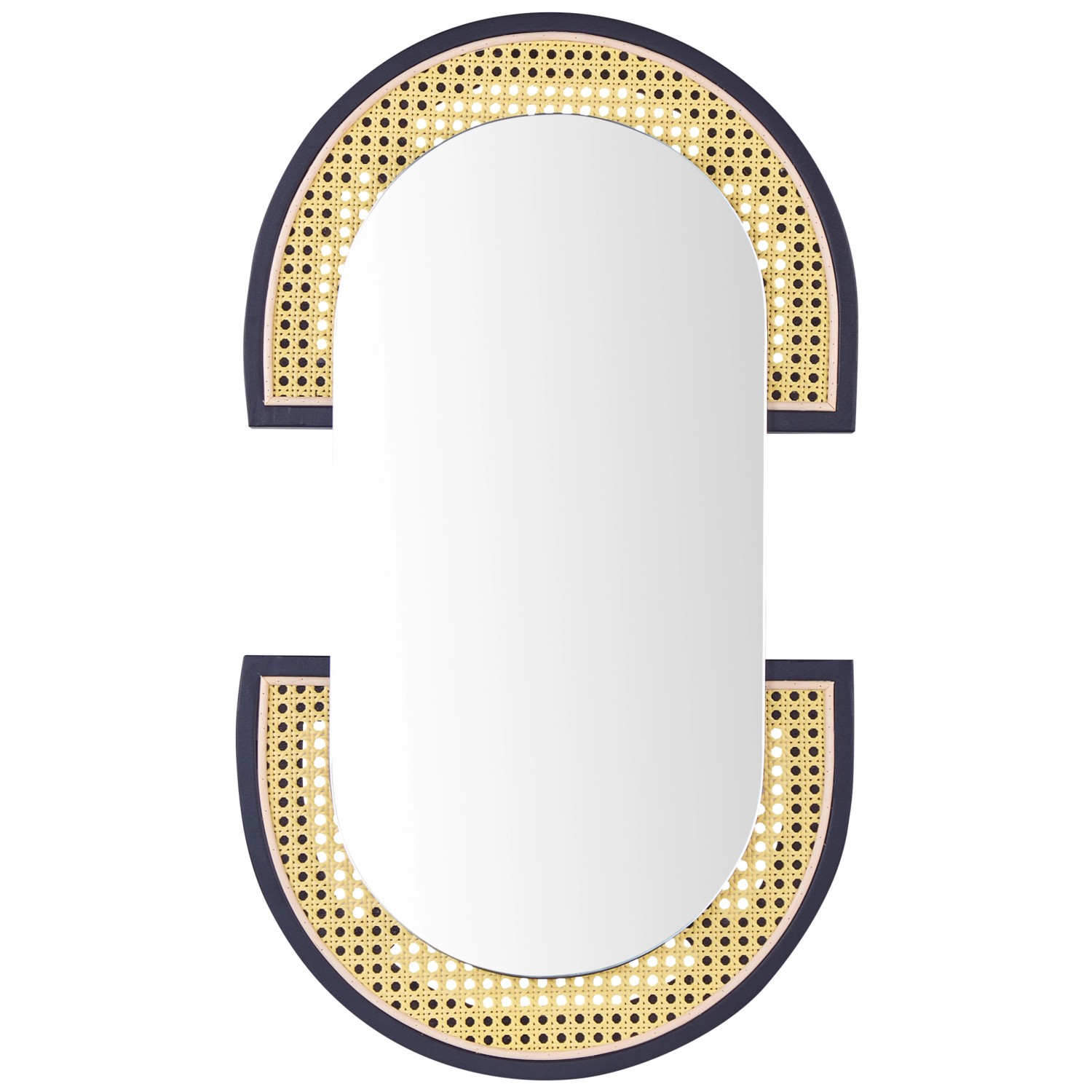 Beliani Wandspiegel STAINS Naturfarben Schwarz 5x43x75