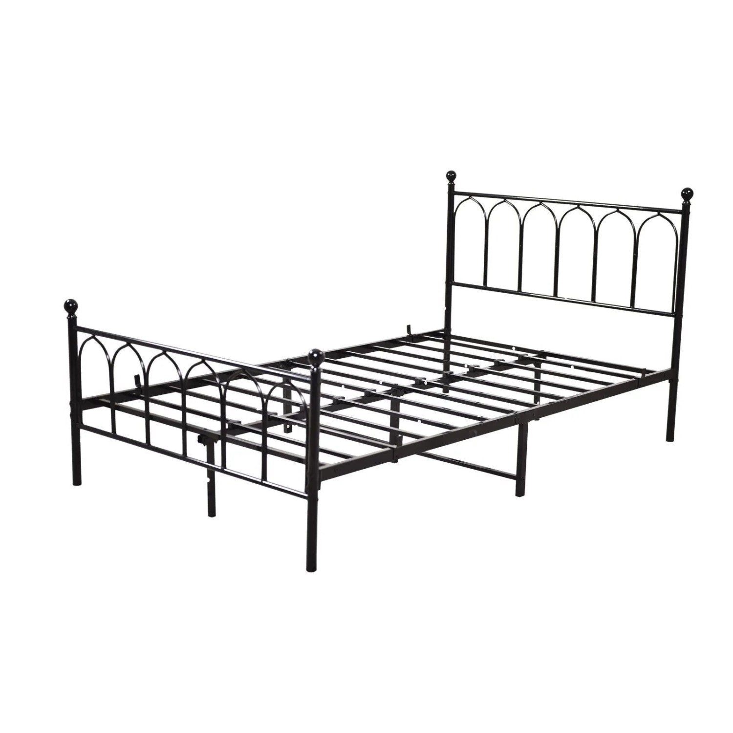 okwish Metallbett mit Lattenrost Schlafzimmer Gästezimmer mit Matratze 140x200cm Schwarz
