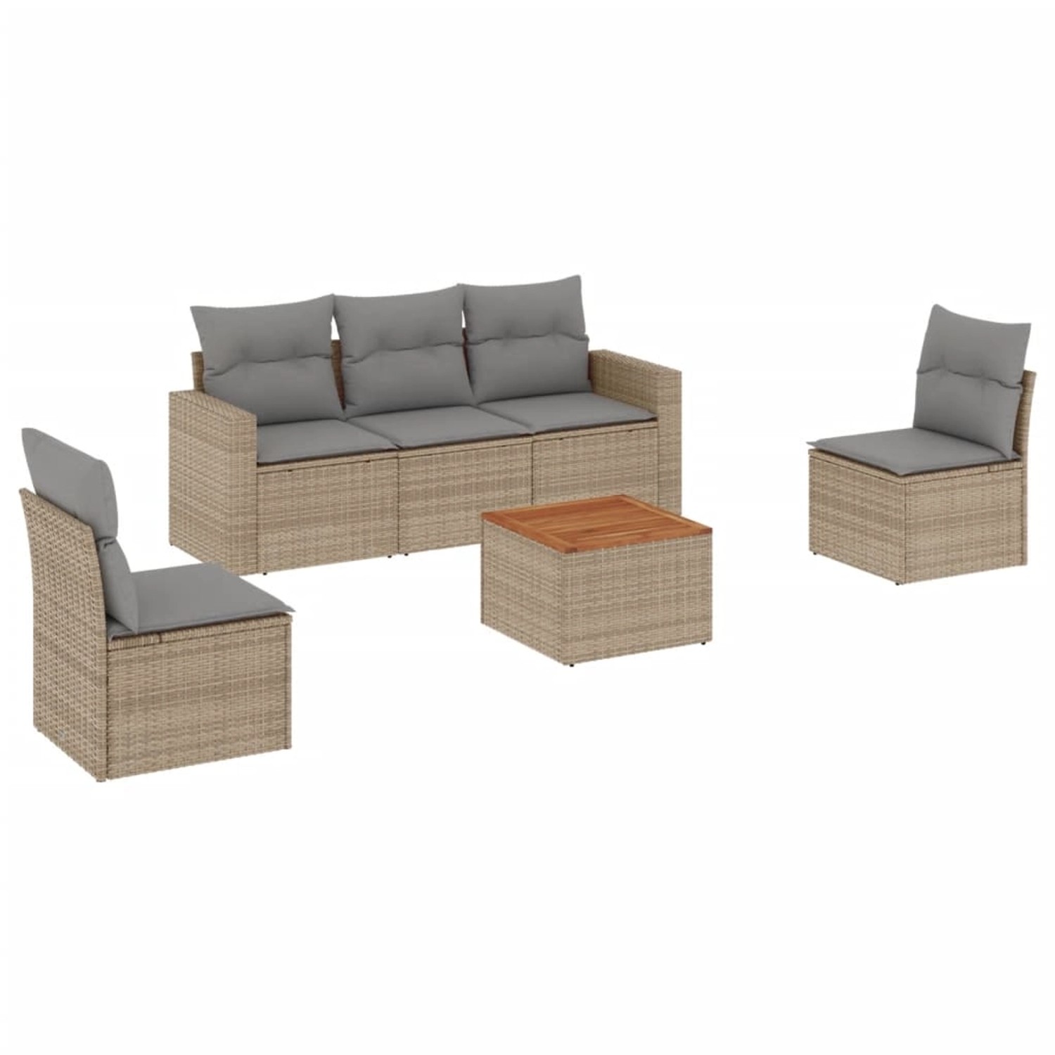 vidaXL 6-Tlg Garten-Sofagarnitur mit Kissen Beige Poly Rattan 3256395 günstig online kaufen