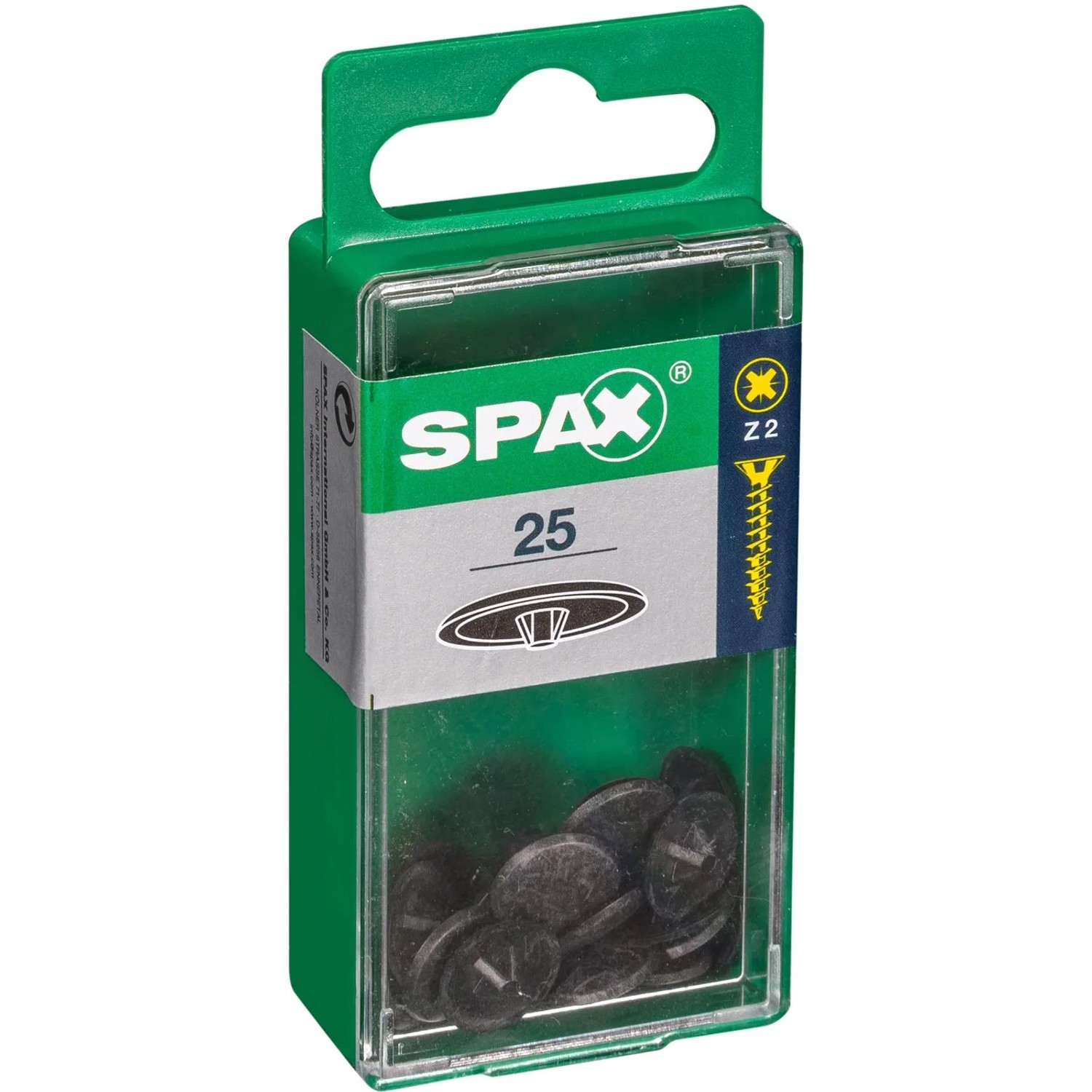 Spax Zierkappen, schwarz, 25 Stück, für Schrauben mit Pozi Z2-Antrieb.