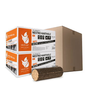 Heizfuxx Holzbriketts Nestro Hartholz, 2 Kartons à 12kg, für Kamin, Grill & Ofen.