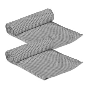 Relaxdays Kühlhandtuch 2er Pack Polyester Grau Kühlend 90 cm x 30 cm 40 g