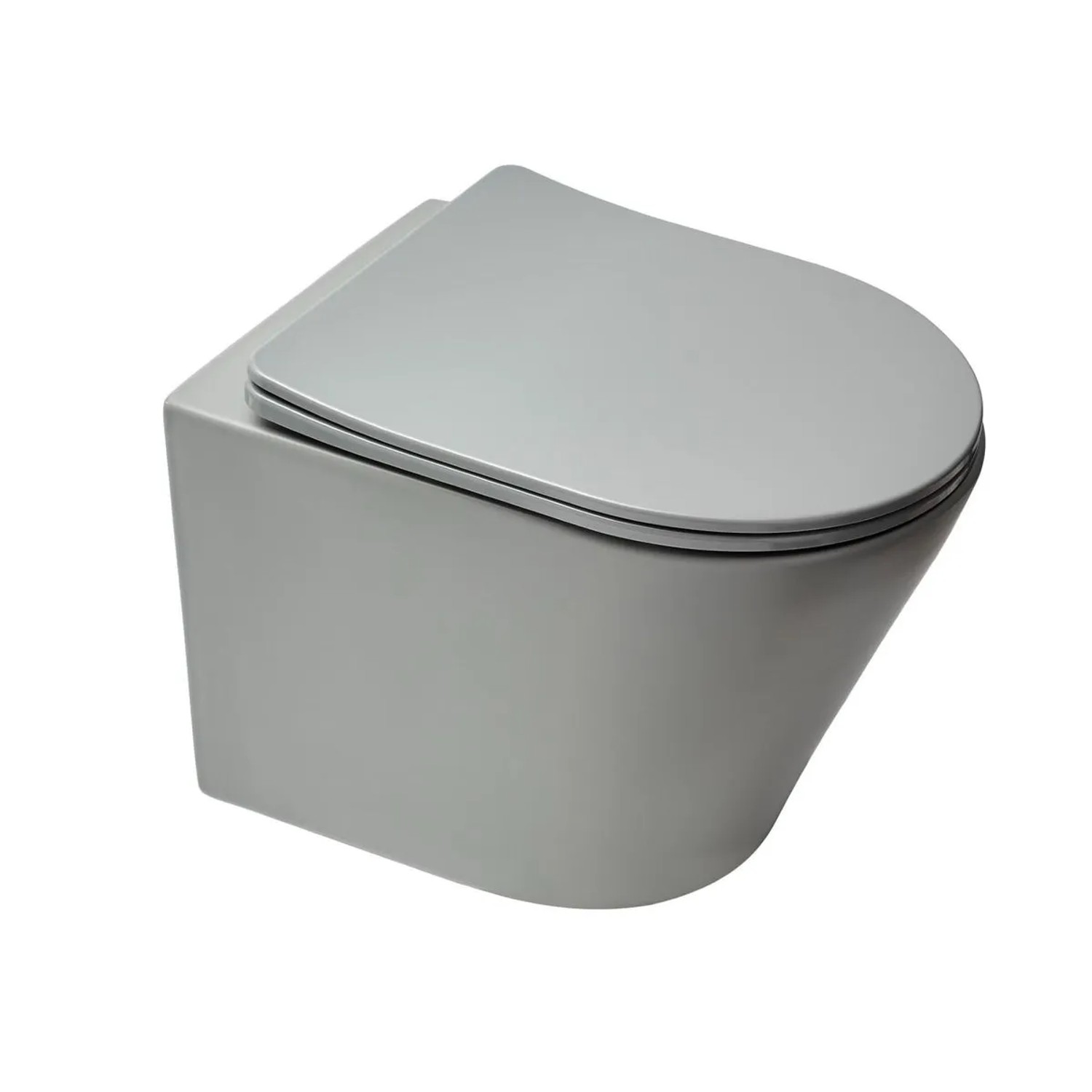 Swiss Aqua Technologies Wand-WC Kurz 48CM mit SoftClose TakeOff WC-Sitz Grau Matt