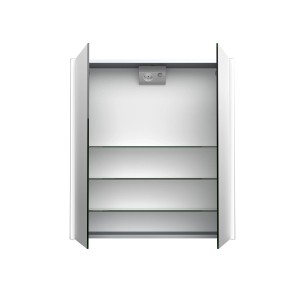 Offener Jokey Spiegelschrank CantALU, 67x73,5 cm, mit LED-Beleuchtung und drei Glasablagen.