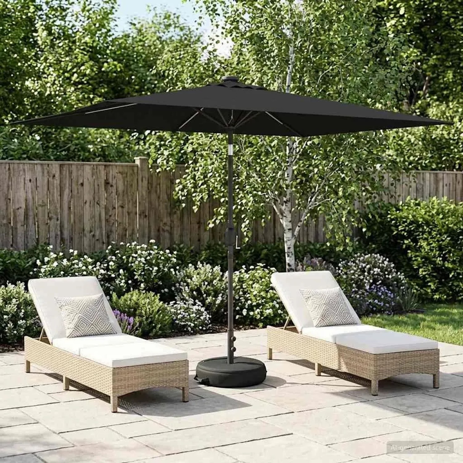 vidaXL Gartenparasol mit LED-Lichtern und Sockel 200 x 300 cm 42036245