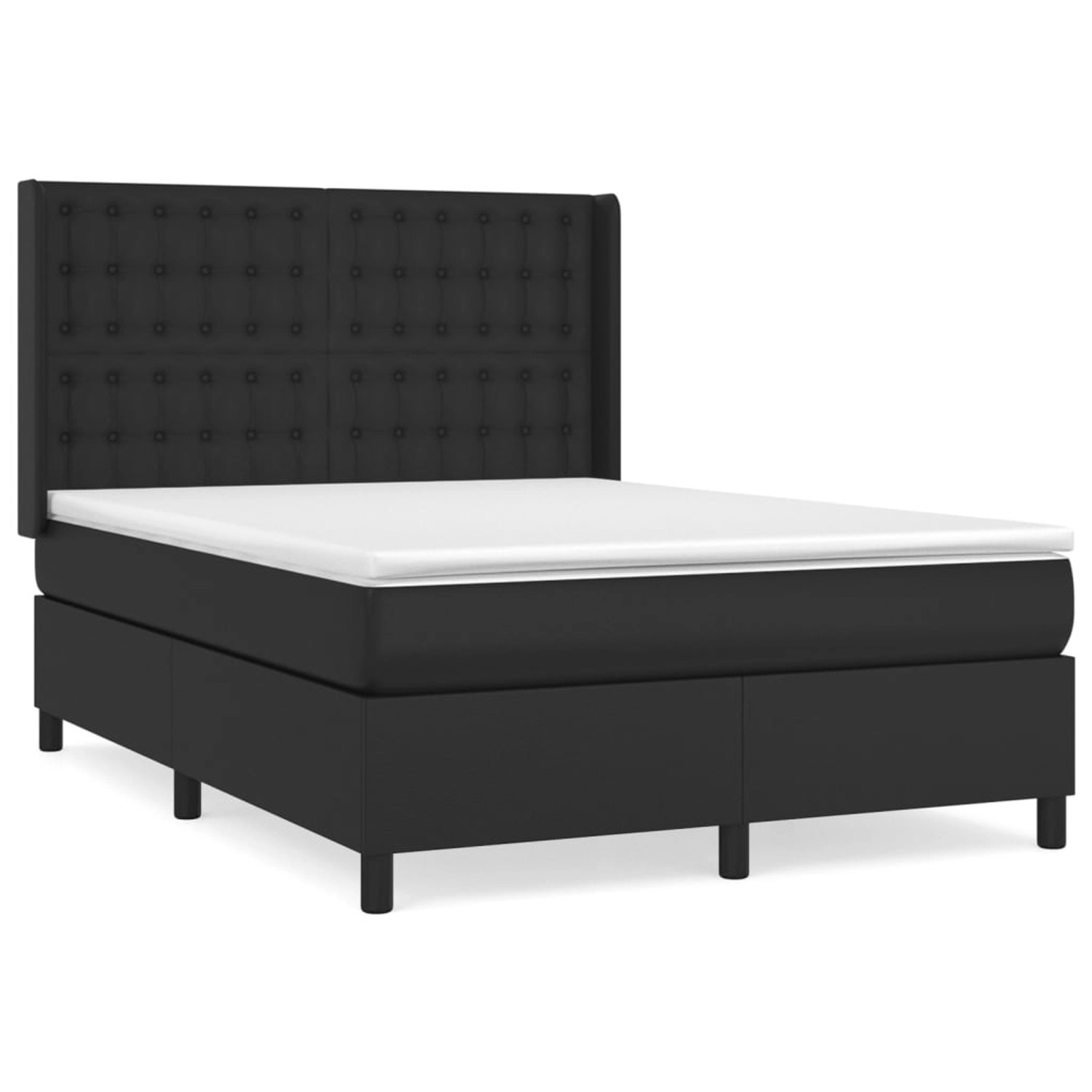 vidaXL Boxspringbett mit Matratze Schwarz 140x190 cm Kunstleder1466313 günstig online kaufen