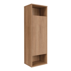Fackelmann High-Midischrank Vita in Summer Oak, Bad-Einbauschrank mit Tür und offenen Fächern.