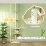 Cremeweißer, höhenverstellbarer PawHut Kratzbaum mit Sisalstämmen und Liegeflächen.