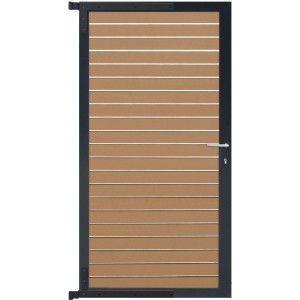 GartenLand Steckzauntor Rhombus Stockholm, 90x175 cm, WPC karamellbraun, Aluminium anthrazit