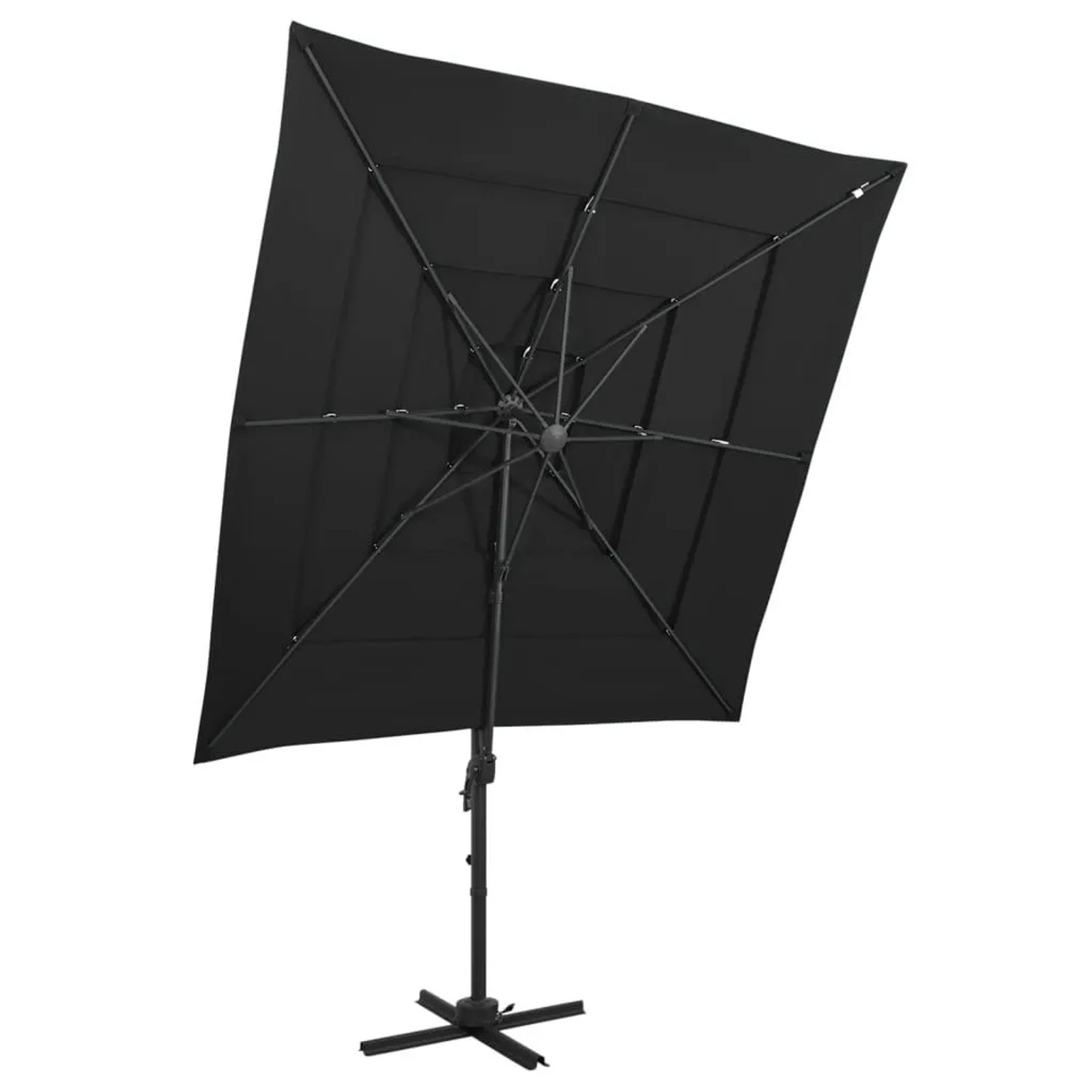 vidaXL Sonnenschirm mit Aluminium-Mast 4-Lagig Schwarz 250x250 cm 313826