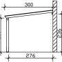 Technische Zeichnung: Skan Holz Carport Vogtland, Maße und Details zum Einzelcarport.