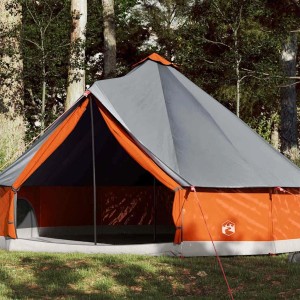 vidaXL Tipi-Familienzelt 12 Personen Grau und Orange Wasserdicht 94593
