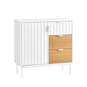 SoBuy Sideboard Küchenschrank Kommode Weiß/Natur 75x76x35cm FSB91-WN