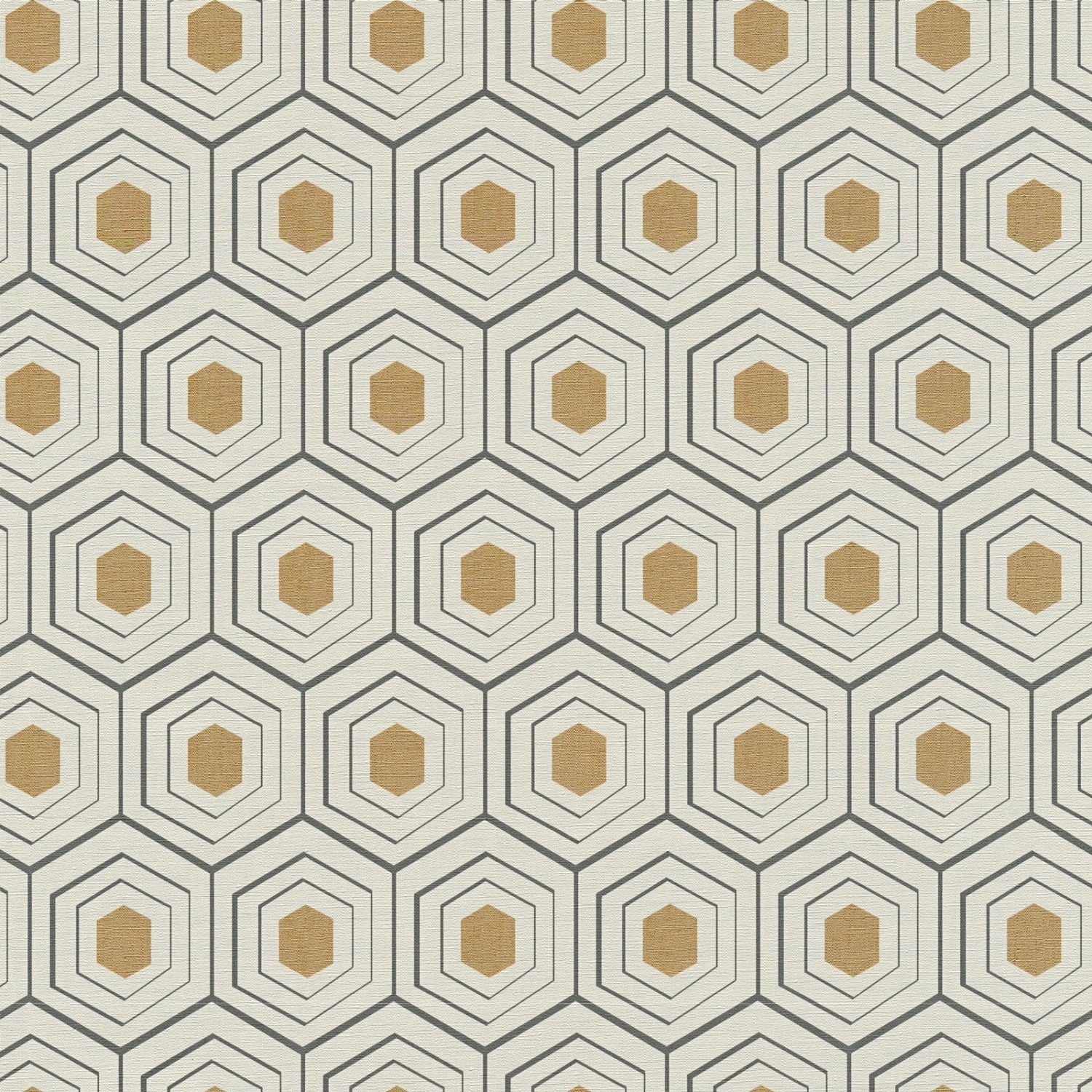 Bricoflor Retro Tapete in Weiß Gold 70er Vliestapete mit Wabenmuster für Wohnzimmer und Küche Hexagon Vlies Wandtapete mit Vinyl Geometrisch