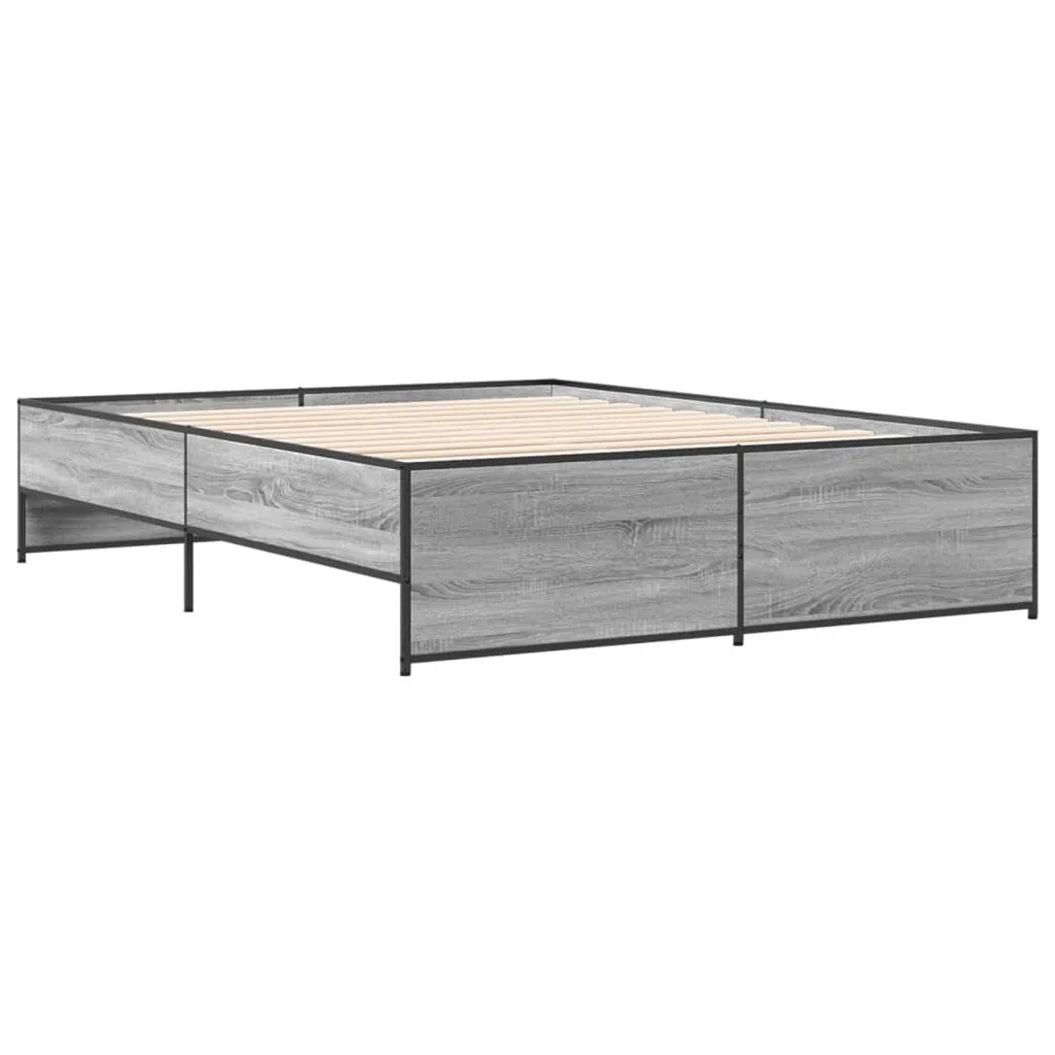 vidaXL Bettgestell Grau Sonoma 150x200 cm Holzwerkstoff und Metall 3279885 günstig online kaufen