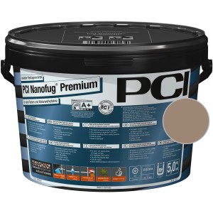 Eimer PCI Nanofug Premium Fugenmörtel, Nussbraun, 5 kg. Flexfugenmörtel für Fliesen und Natursteine.