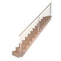 Gerade Eichentreppe Lindos mit Setzstufen und Design-Holzgeländer, 80 cm breit.