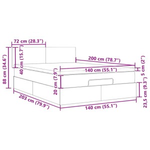 vidaXL Ottoman-Bett mit Matratze Hellgrau 140x200 cm Samt 3311705