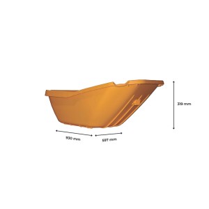 Gelbe Haemmerlin Ersatzmulde aus Kunststoff, 110 l, mit 4 Löchern für Schubkarre.