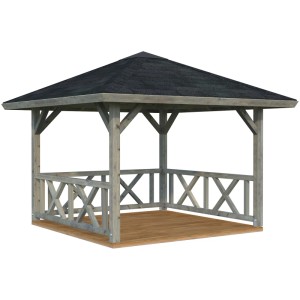 Palmako Holz-Pavillon Betty Grau imprägniert 300 cm x 300 cm ohne Fußboden