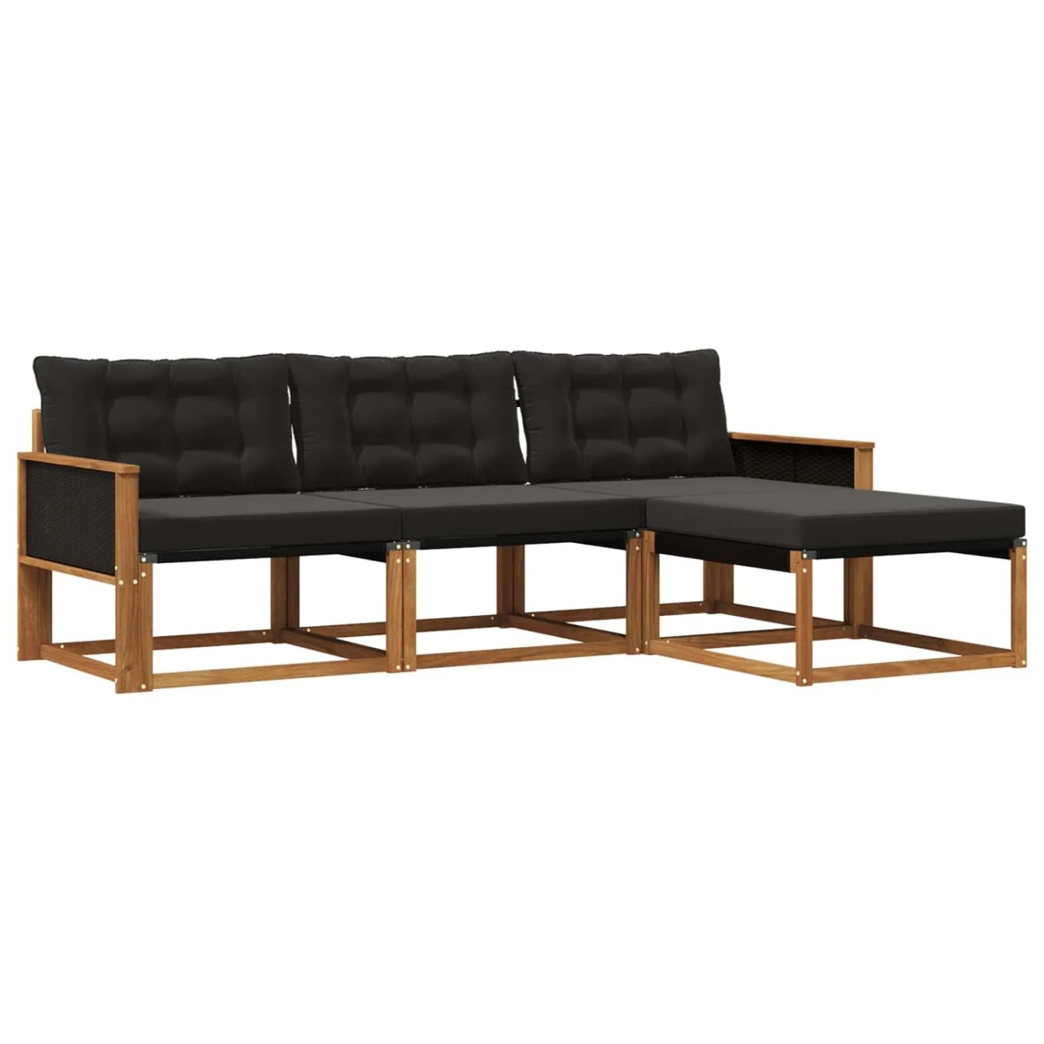 vidaXL Outdoor-Sofagarnitur mit Kissen 4 Stk Natur und Schwarz 3381336