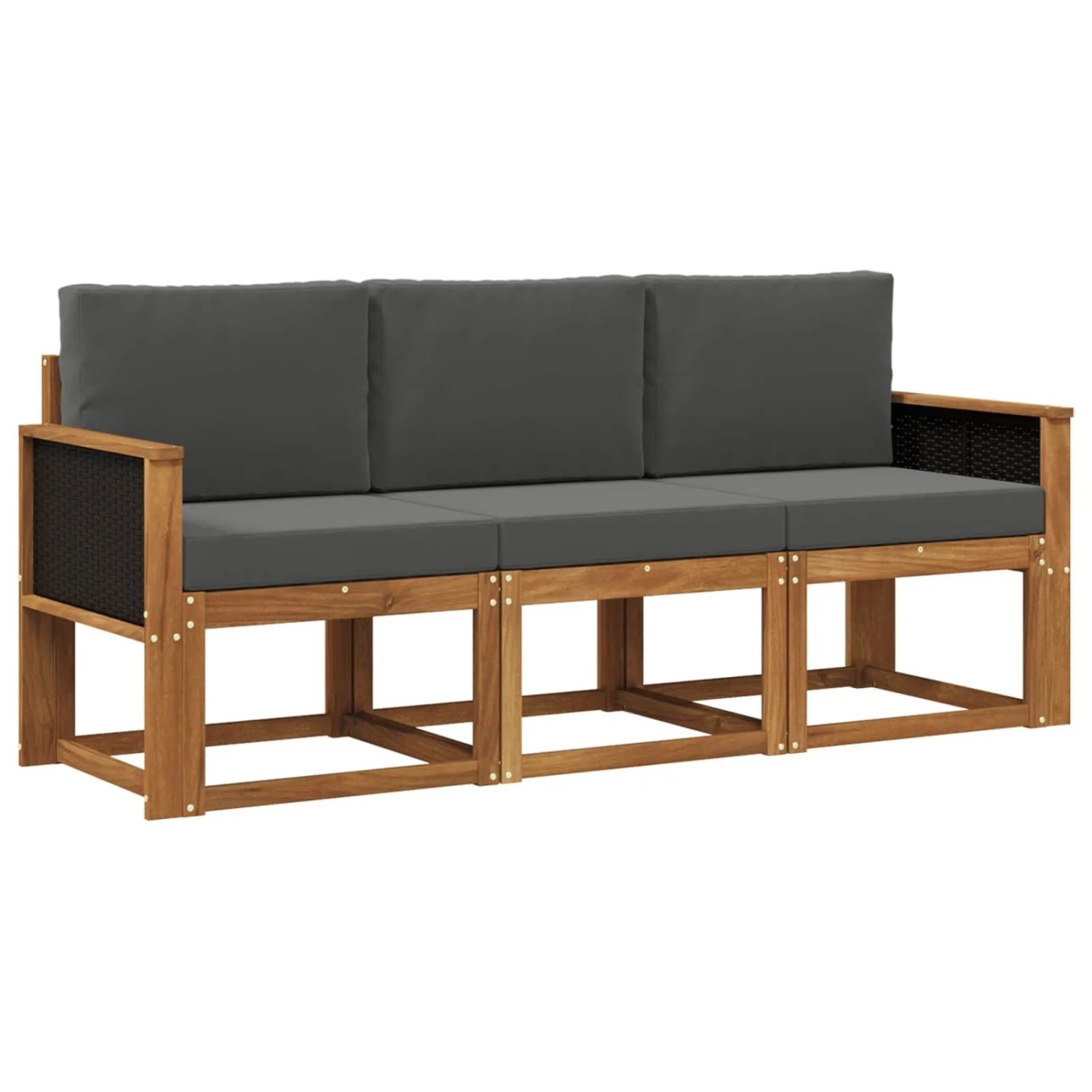 vidaXL Outdoor-Sofagarnitur mit Kissen 3 Stk Natur und Anthrazit 3384943
