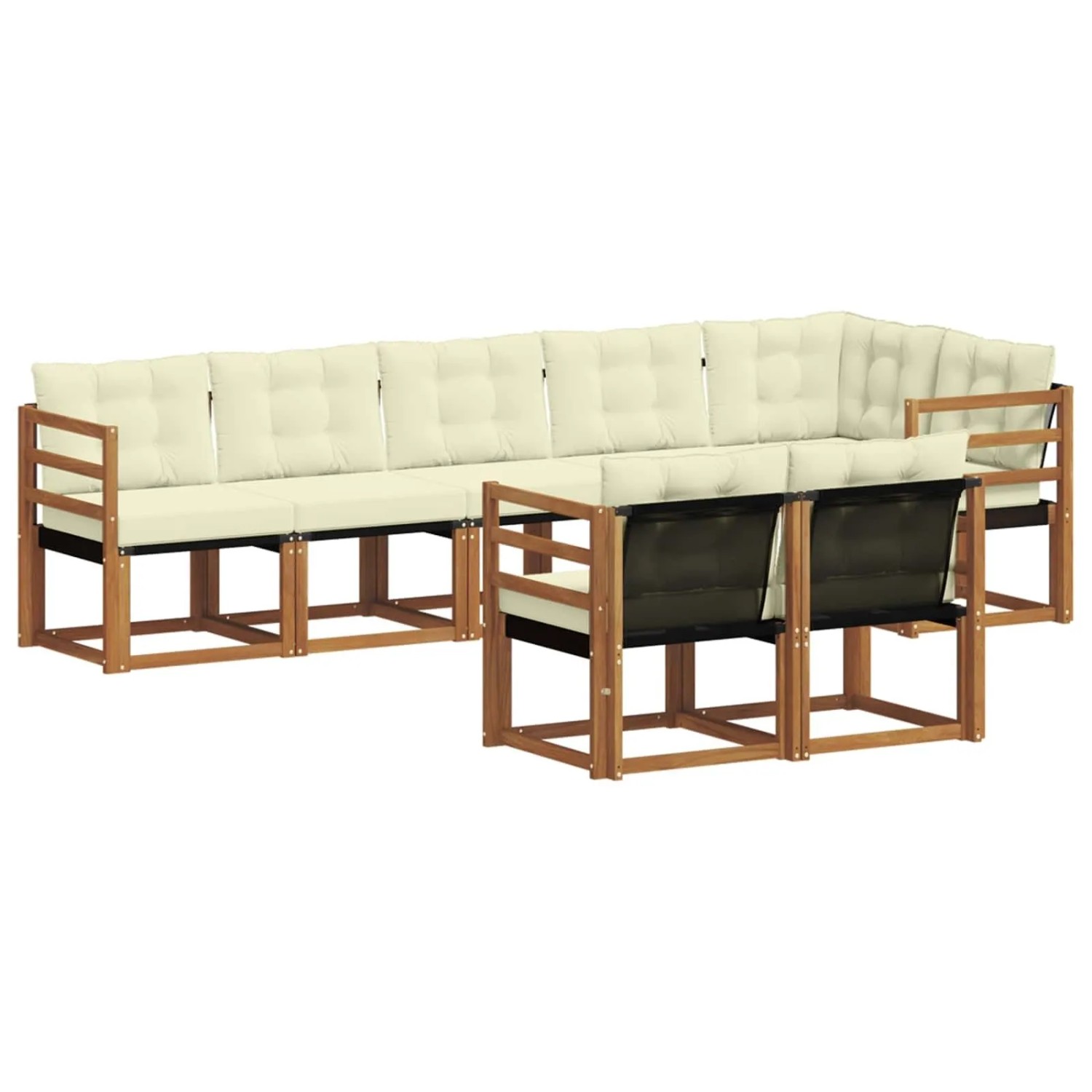 vidaXL Outdoor-Sofagarnitur mit Kissen 8-Tlg Natur und Creme 3368773
