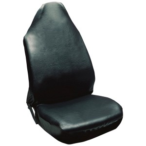 Schwarzer OBI Werkstatt-Sitzbezug aus Kunstleder, universell passend und abwaschbar.